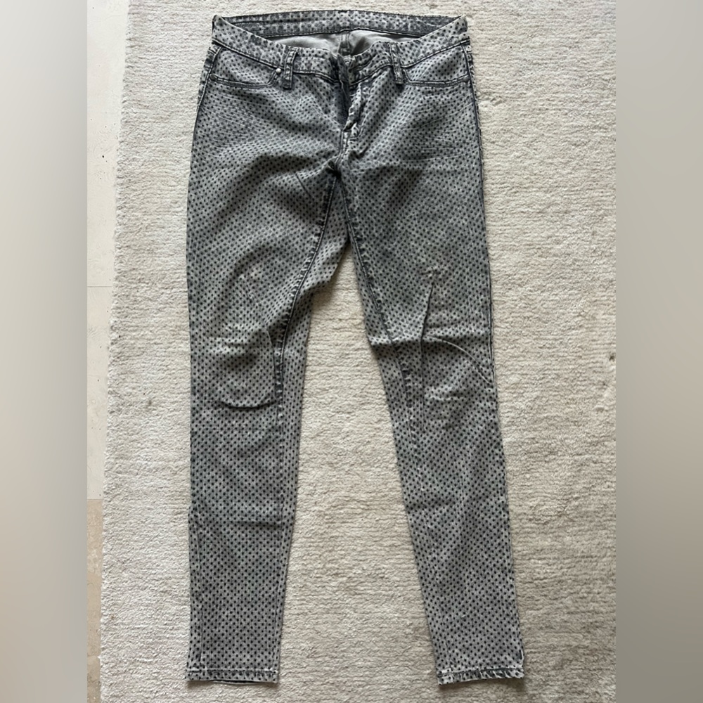 Blank NYC Grey Jeans with Black Sparkle Polka Dots